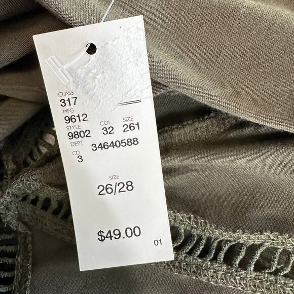 Avenue Cardigan Jacket Green Womens Size 26/28 Open Front Draped Lace Trim NWT - Picture 8 of 10